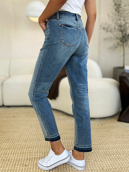 Judy Blue Full Size Mid Rise Rigid Magic Release Hem Jeans Jeans blue jeans jeans Judy Blue plus size jeans Ship from USA