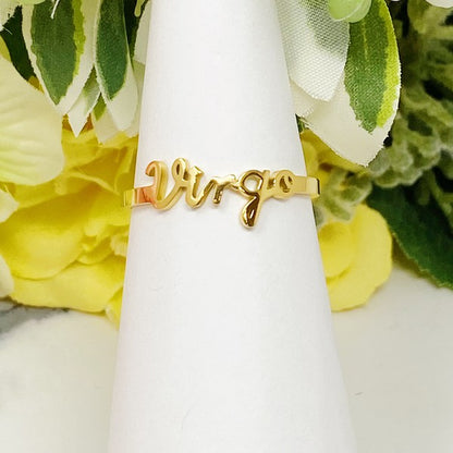 Virgo OS Scripted Zodiac Ring