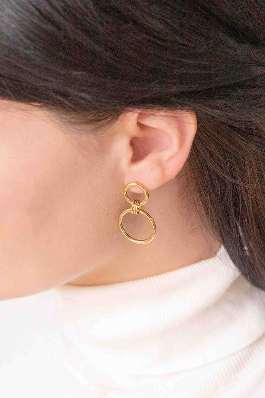 Asymmetrical Circle Drop Earrings Asymmetrical Hypoallergenic Minimal Mismatch Simple