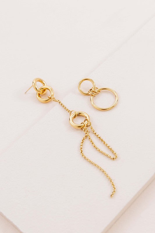 Asymmetrical Circle Drop Earrings Asymmetrical Hypoallergenic Minimal Mismatch Simple