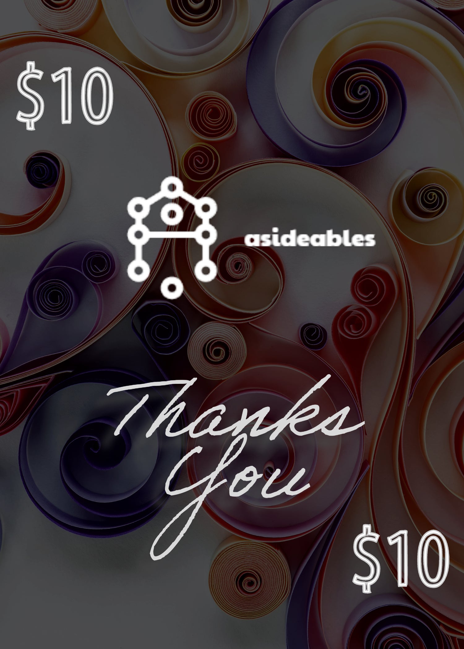 $10.00 asideables Gift Card Gift Card gift gift card