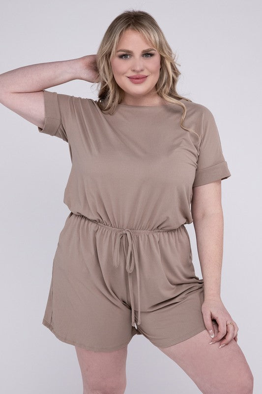 Plus Brushed DTY Romper with Pockets Plus Romper