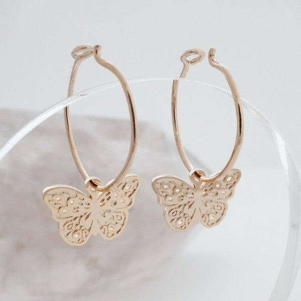 Magic Charm | Butterfly Hoops Jewelry butterfly earrings gold hoop earrings Jewelry mini hoops rose gold silver