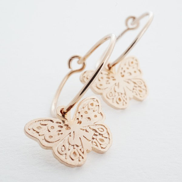 Magic Charm | Butterfly Hoops Jewelry butterfly earrings gold hoop earrings Jewelry mini hoops rose gold silver