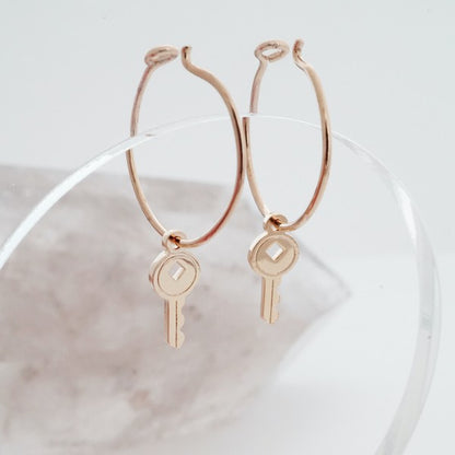 Magic Charm | Key Hoops Jewelry gold hoop earrings Jewelry keys mini charm mini hoops rose gold silver