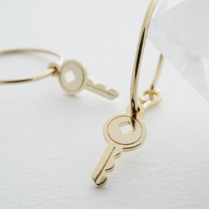 Magic Charm | Key Hoops Jewelry gold hoop earrings Jewelry keys mini charm mini hoops rose gold silver