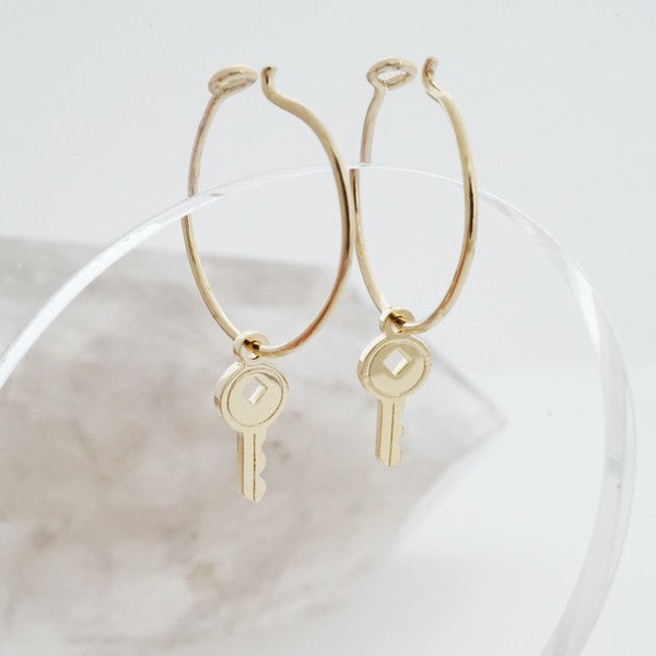 Magic Charm | Key Hoops Jewelry gold hoop earrings Jewelry keys mini charm mini hoops rose gold silver