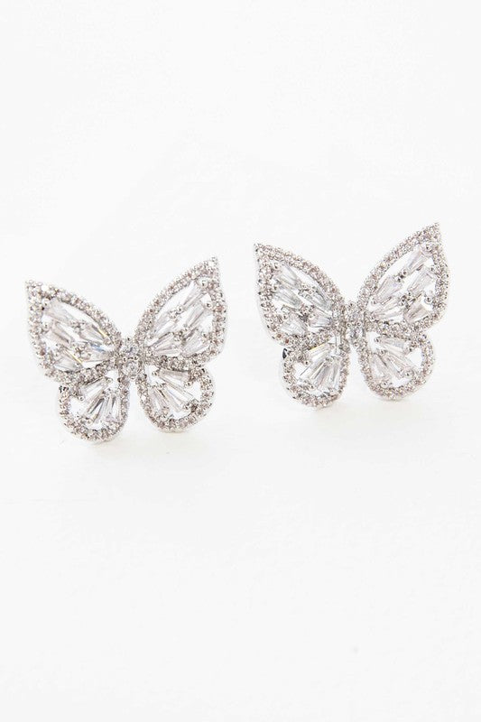 Silver OS Crystal Butterfly Earrings Silver Butterfly Nature Spring Summer