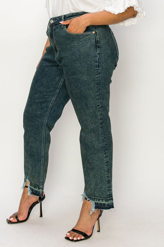 PLUS SIZE - HIGH RISE STRETCH STRAIGHT JEANS Jeans Plus