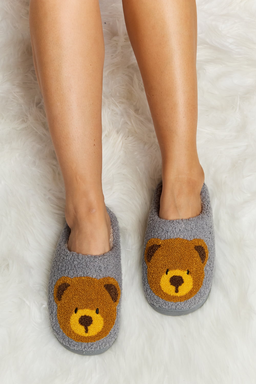 Melody Teddy Bear Print | Plush Slide Slippers Shoes bear footwear Melody Ship from USA slippers