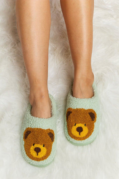 Melody Teddy Bear Print | Plush Slide Slippers Shoes bear footwear Melody Ship from USA slippers