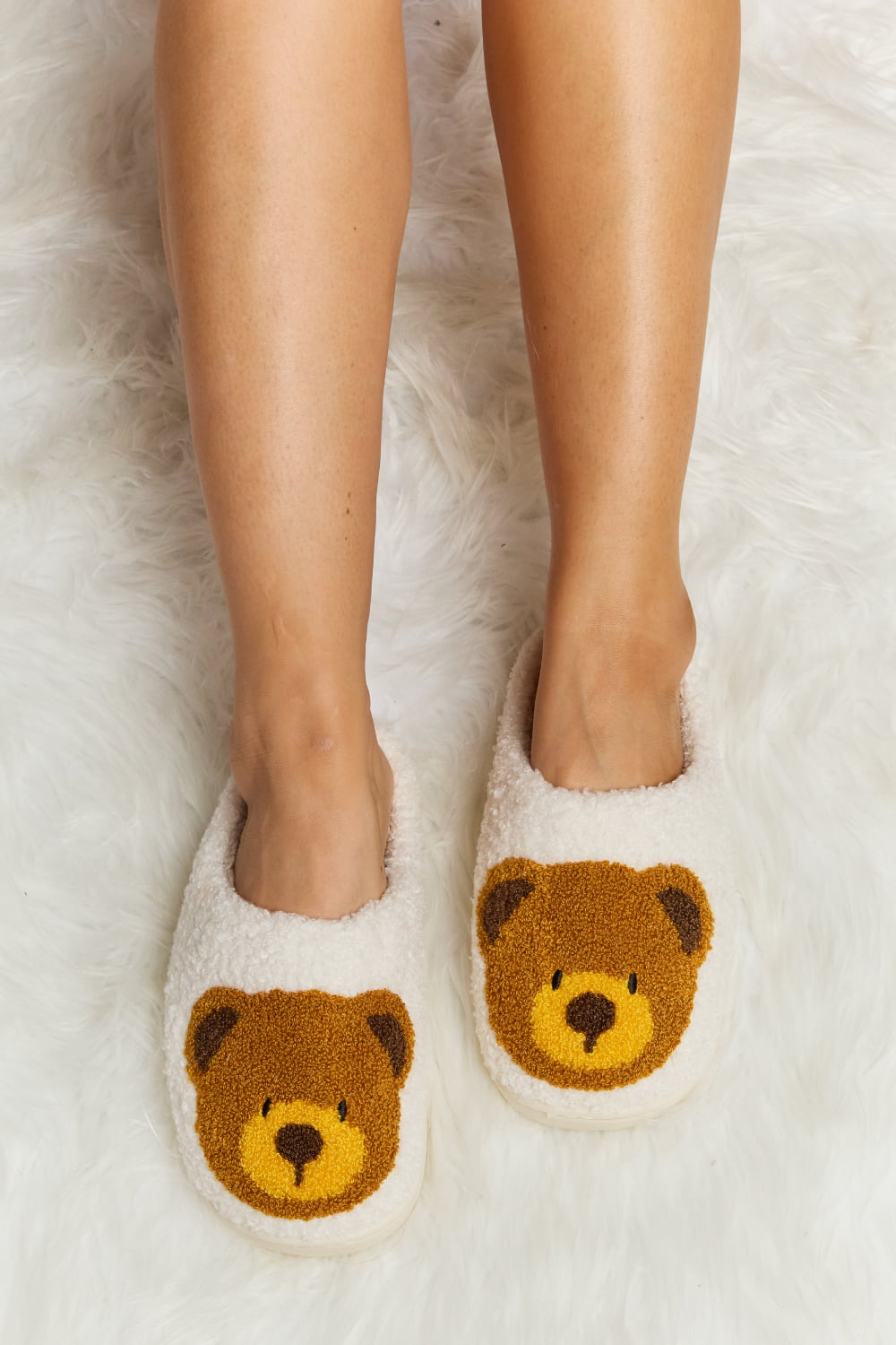 Melody Teddy Bear Print | Plush Slide Slippers Shoes bear footwear Melody Ship from USA slippers