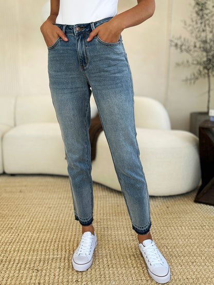 Judy Blue Full Size Mid Rise Rigid Magic Release Hem Jeans Jeans blue jeans jeans Judy Blue plus size jeans Ship from USA