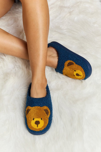 Navy Melody Teddy Bear Print | Plush Slide Slippers Shoes bear footwear Melody Ship from USA slippers