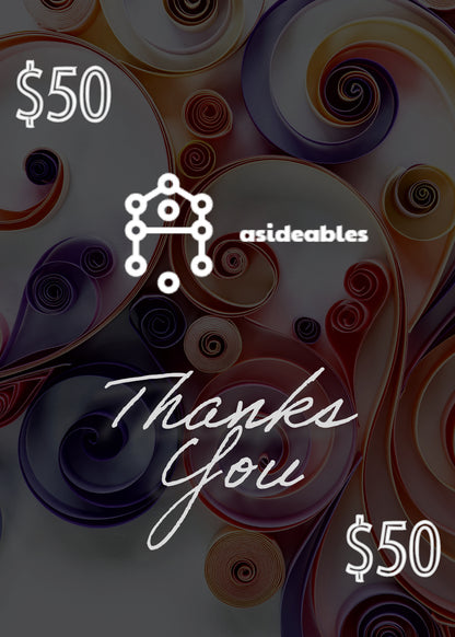 $50.00 asideables Gift Card Gift Card gift gift card