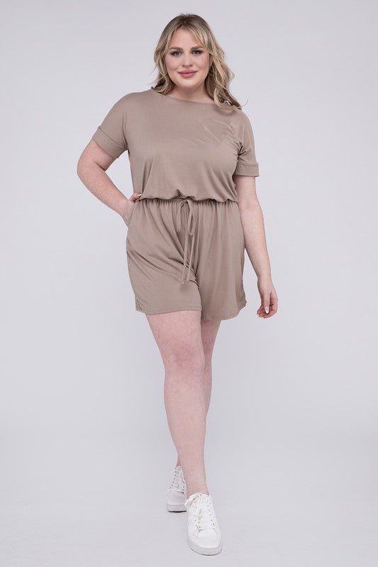 Plus Brushed DTY Romper with Pockets Plus Romper