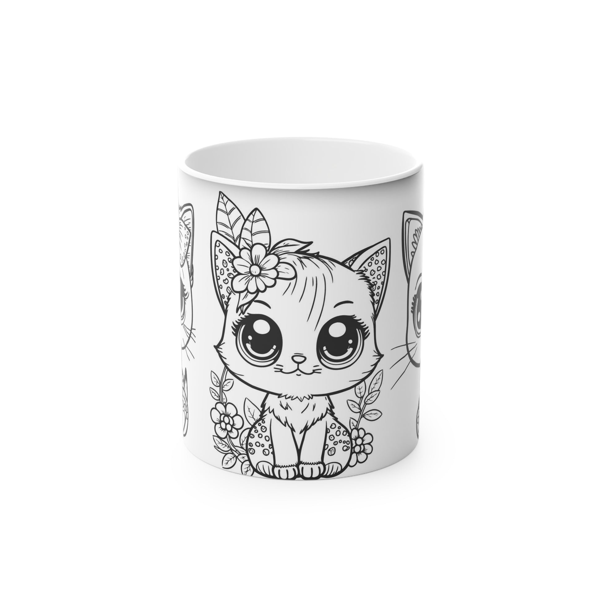 Wake Up Kitty Color Changing Mug Mug 11 oz 11oz 3 Cat Morning cats Caturdays Everyday Ceramic Coffee Mugs Color changing mug cute cat art Drink Drinks Home & Living kittens Magic Mug Mugs