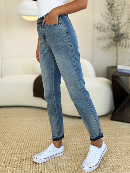 Judy Blue Full Size Mid Rise Rigid Magic Release Hem Jeans Jeans blue jeans jeans Judy Blue plus size jeans Ship from USA