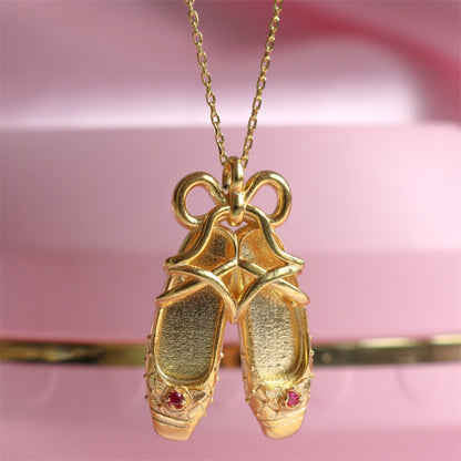 Gold One Size Copper Ballet Shoe | Pendant Necklace Accessories Fine Jewelry H&S Jewelry