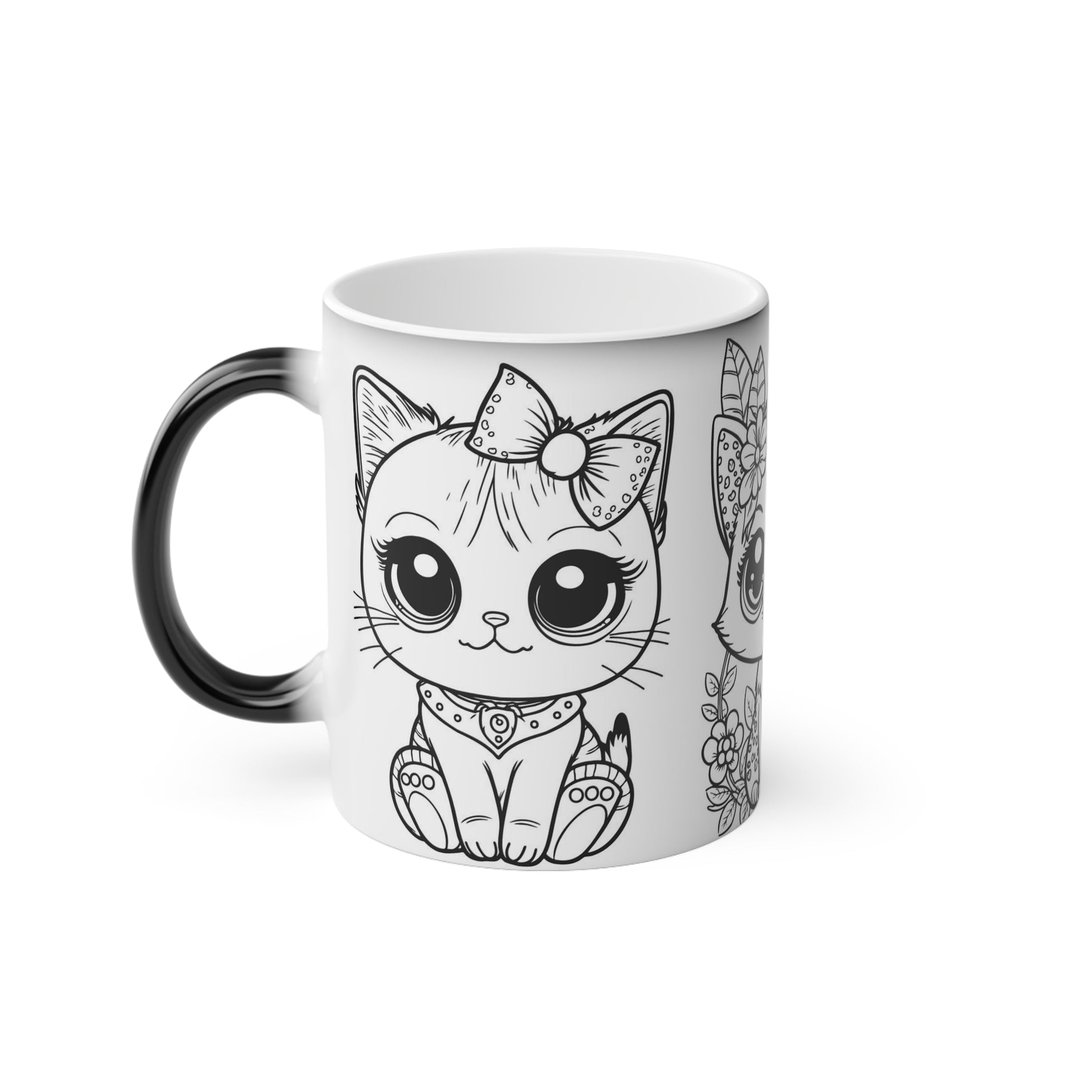 11oz Wake Up Kitty Color Changing Mug Mug 11 oz 11oz 3 Cat Morning cats Caturdays Everyday Ceramic Coffee Mugs Color changing mug cute cat art Drink Drinks Home & Living kittens Magic Mug Mugs