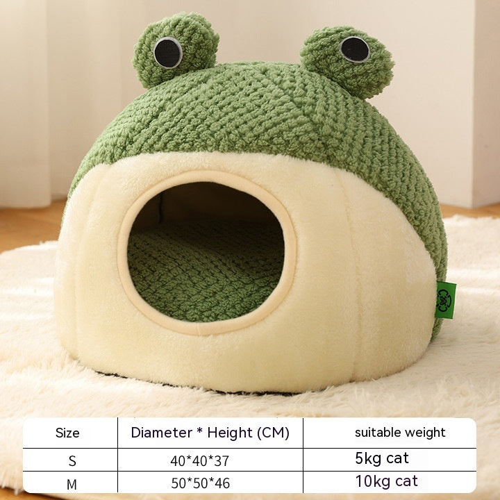 Green Nest Cozy Frog | Customizable Cat Bed Pet Supplies Cat Beds cat lovers cats Caturdays Pet Beds