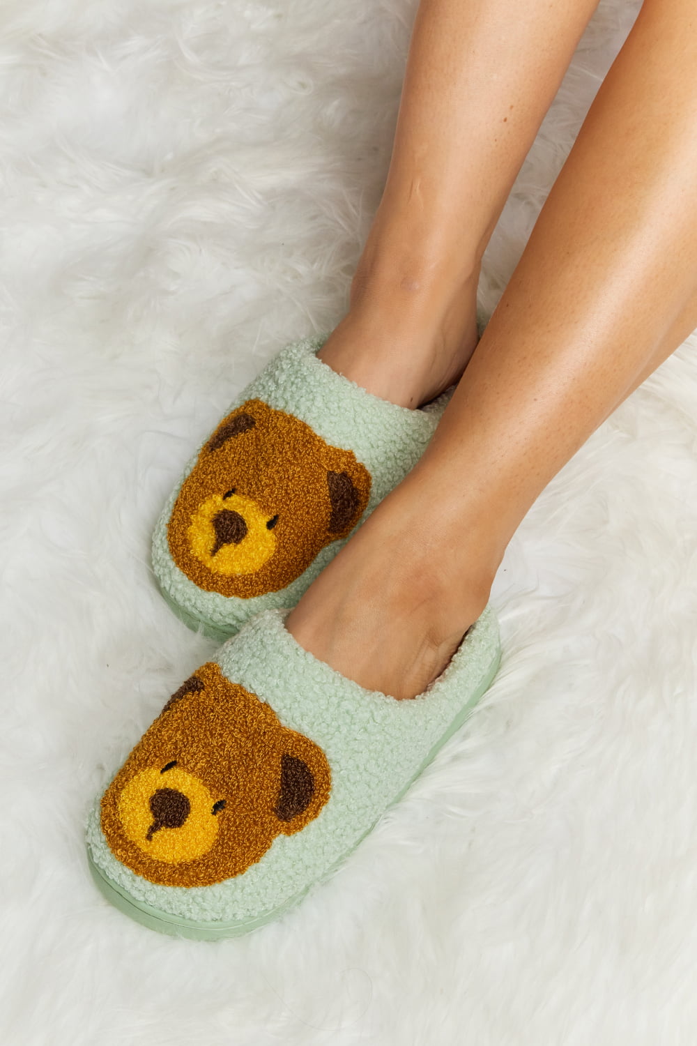 Melody Teddy Bear Print | Plush Slide Slippers Shoes bear footwear Melody Ship from USA slippers