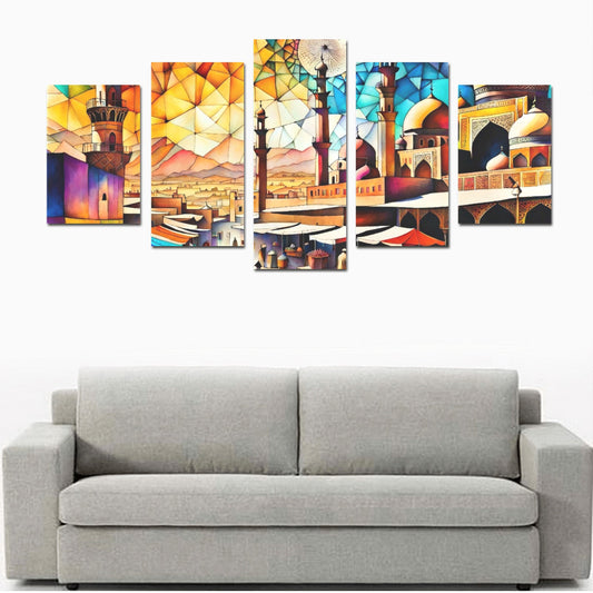 White ONE SIZE 5 Colorful Market | Canvas Panels