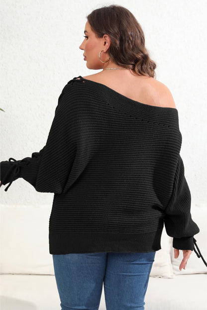 Plus Size One Shoulder Beaded Sweater clothing clothes for curves fit my curves O & Y.M Plus Plus Sized Clothing Ship From Overseas