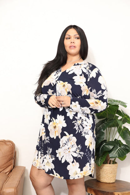 Sew In Love Full Size Flower Print Shirt Dress clothing clothes for curves fit my curves Plus Plus Sized Clothing Sew In Love Ship from USA