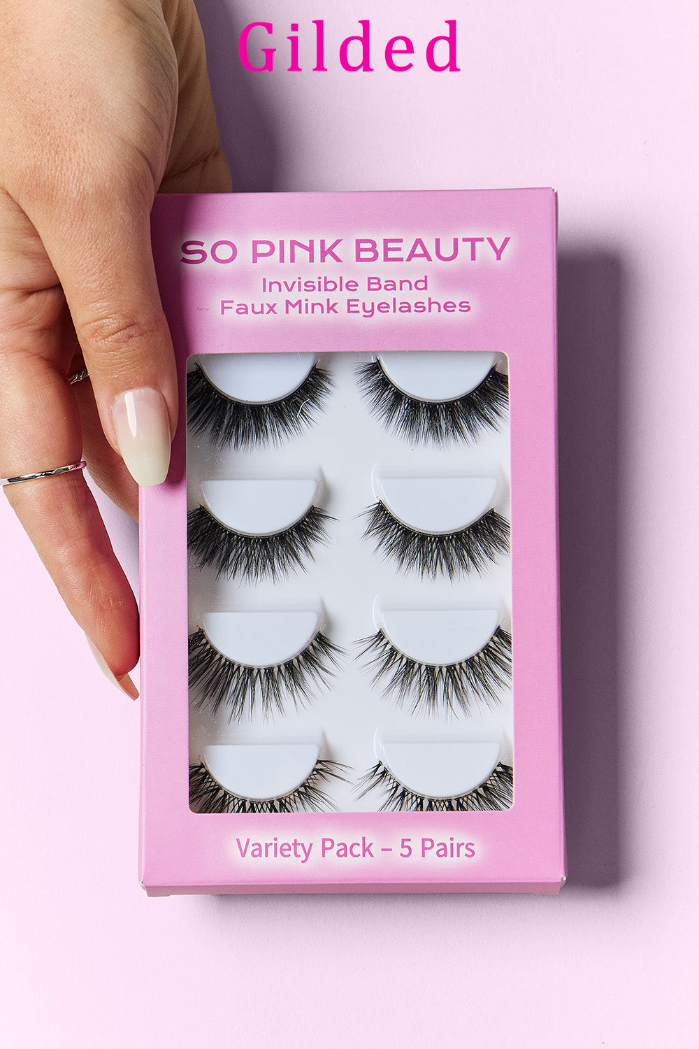 Gilded One Size SO PINK BEAUTY | Faux Mink Eyelashes Variety Pack 5 Pairs Accessories Fine Jewelry Jewelry Ship from USA SO PINK BEAUTY