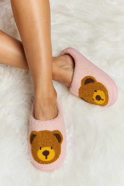 Blush Pink Melody Teddy Bear Print | Plush Slide Slippers Shoes bear footwear Melody Ship from USA slippers