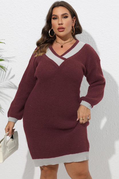 Plus Size Long Sleeve Sweater Dress clothing clothes for curves fit my curves O & Y.M Plus Plus Sized Clothing Ship From Overseas