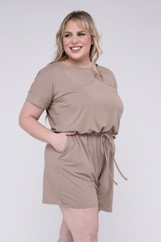 Plus Brushed DTY Romper with Pockets Plus Romper