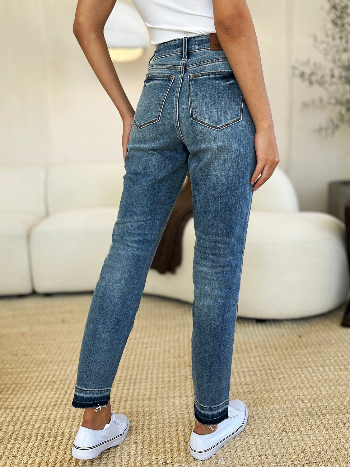 Judy Blue Full Size Mid Rise Rigid Magic Release Hem Jeans Jeans blue jeans jeans Judy Blue plus size jeans Ship from USA