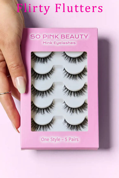 Flirty Flutters One Size SO PINK BEAUTY | Mink Eyelashes 5 Pairs Accessories Fine Jewelry Jewelry Ship from USA SO PINK BEAUTY