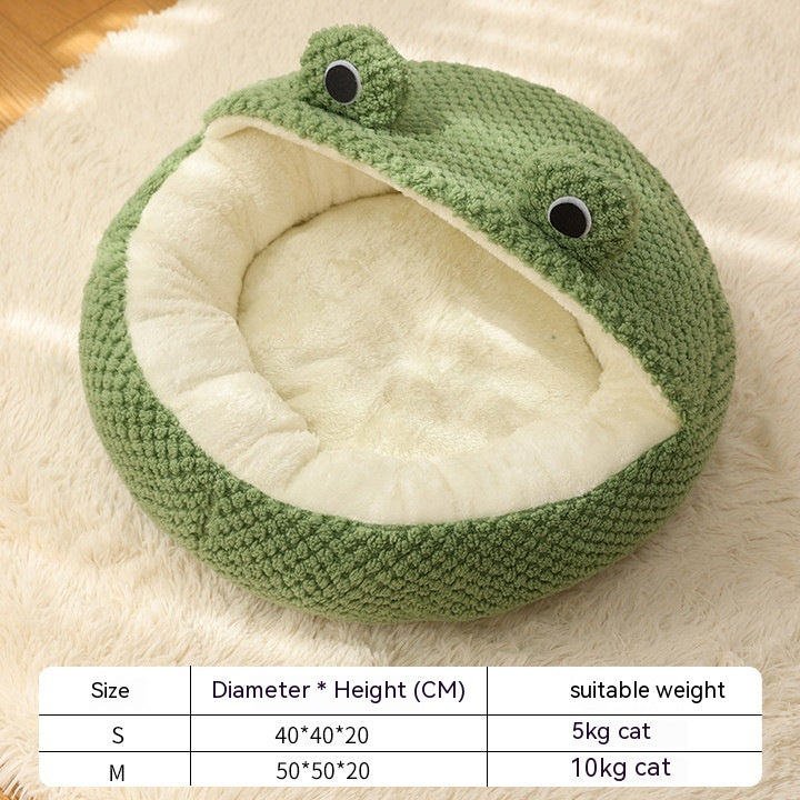 Green Frog Half Shed Nest Cozy Frog | Customizable Cat Bed Pet Supplies Cat Beds cat lovers cats Caturdays Pet Beds