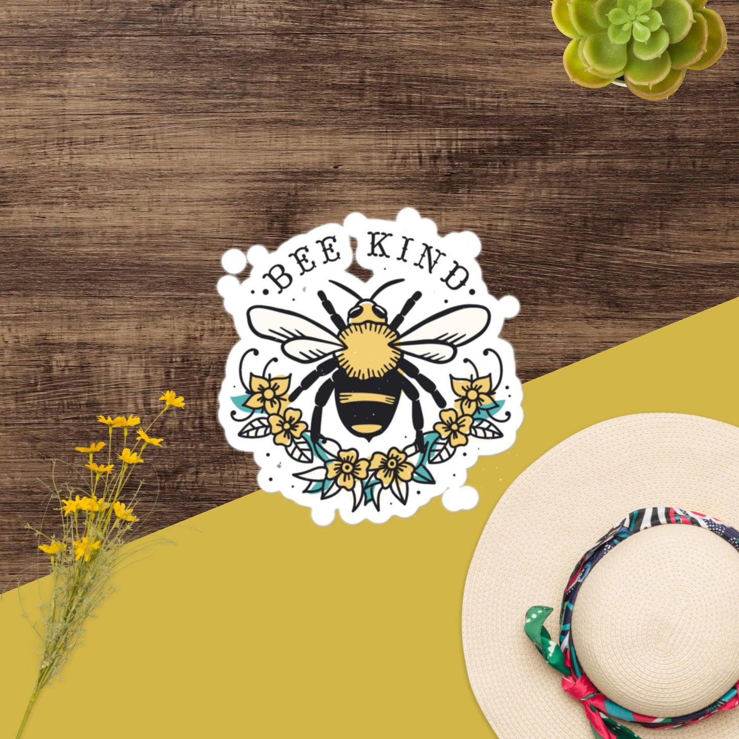 3″×3″ Bee Kind | Bubble-free Sticker bee kind bees cute stickers nature stickers