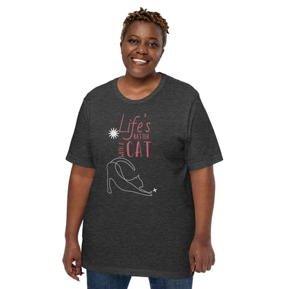 Dark Grey Heather Life's Better With a Cat T-Shirt T-shirts 2XL 3XL 4XL cat cat lovers kitty kitty cat Plus size tee XL