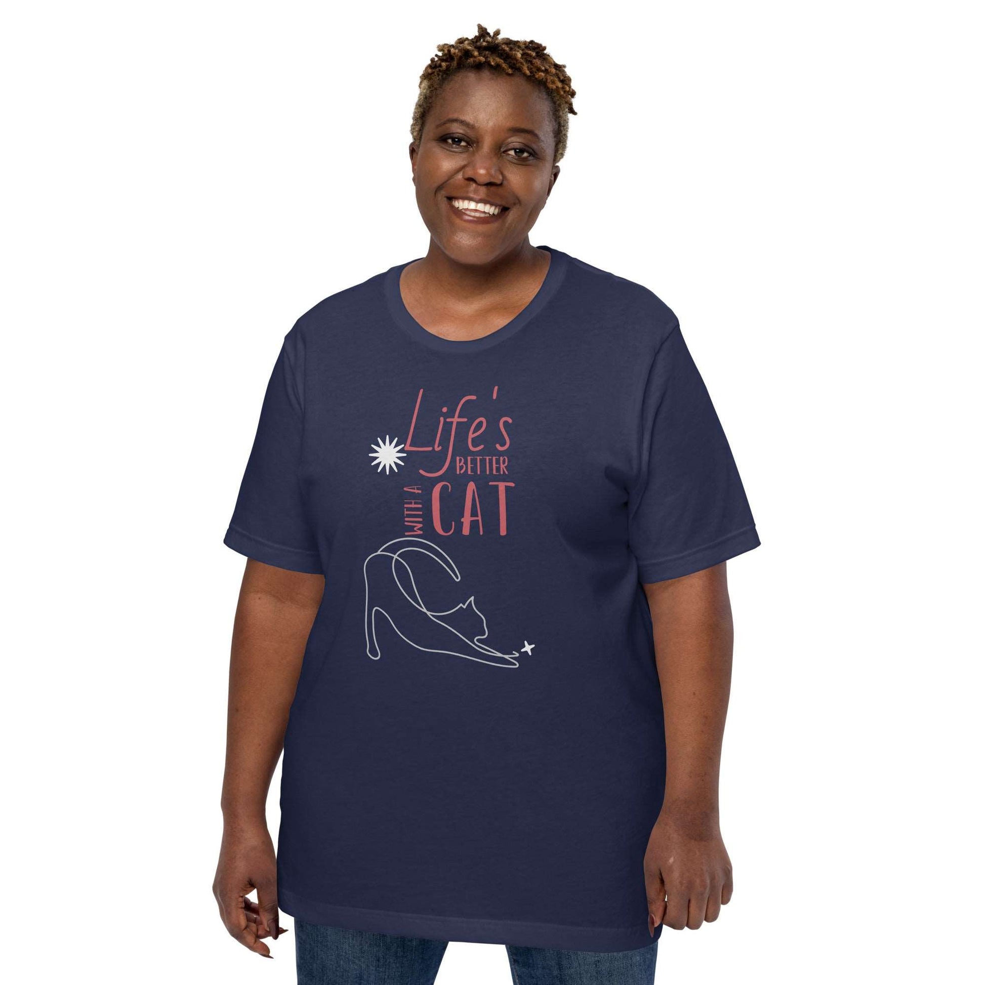 Navy Life's Better With a Cat T-Shirt T-shirts 2XL 3XL 4XL cat cat lovers kitty kitty cat Plus size tee XL