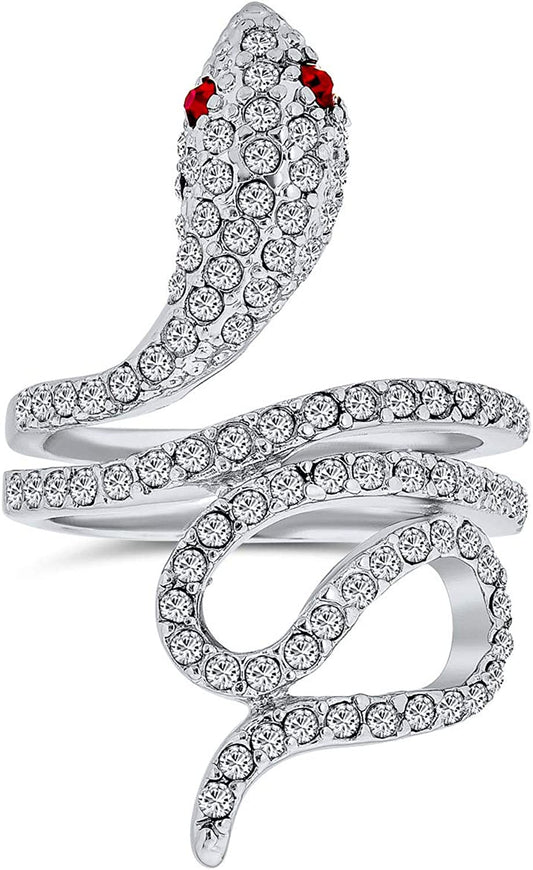 Spiral Wrap Snake Ring | w/ Cubic Zirconia Jewelry Clothing Jewelry Rings Shoes & Jewelry Statement Women